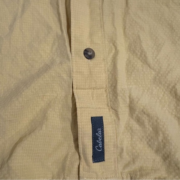 Cabelas Mens LYellow Short Sleeve Button Down Shirt Lightweight Preppy Outdoor - Picture 7 of 9